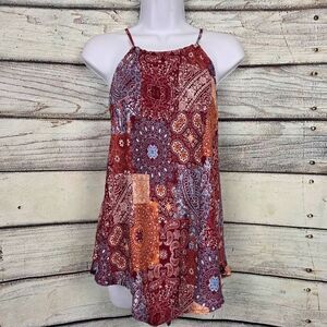 Daytrip Patchwork Paisley Halter Tank Top Spaghetti Strap M
